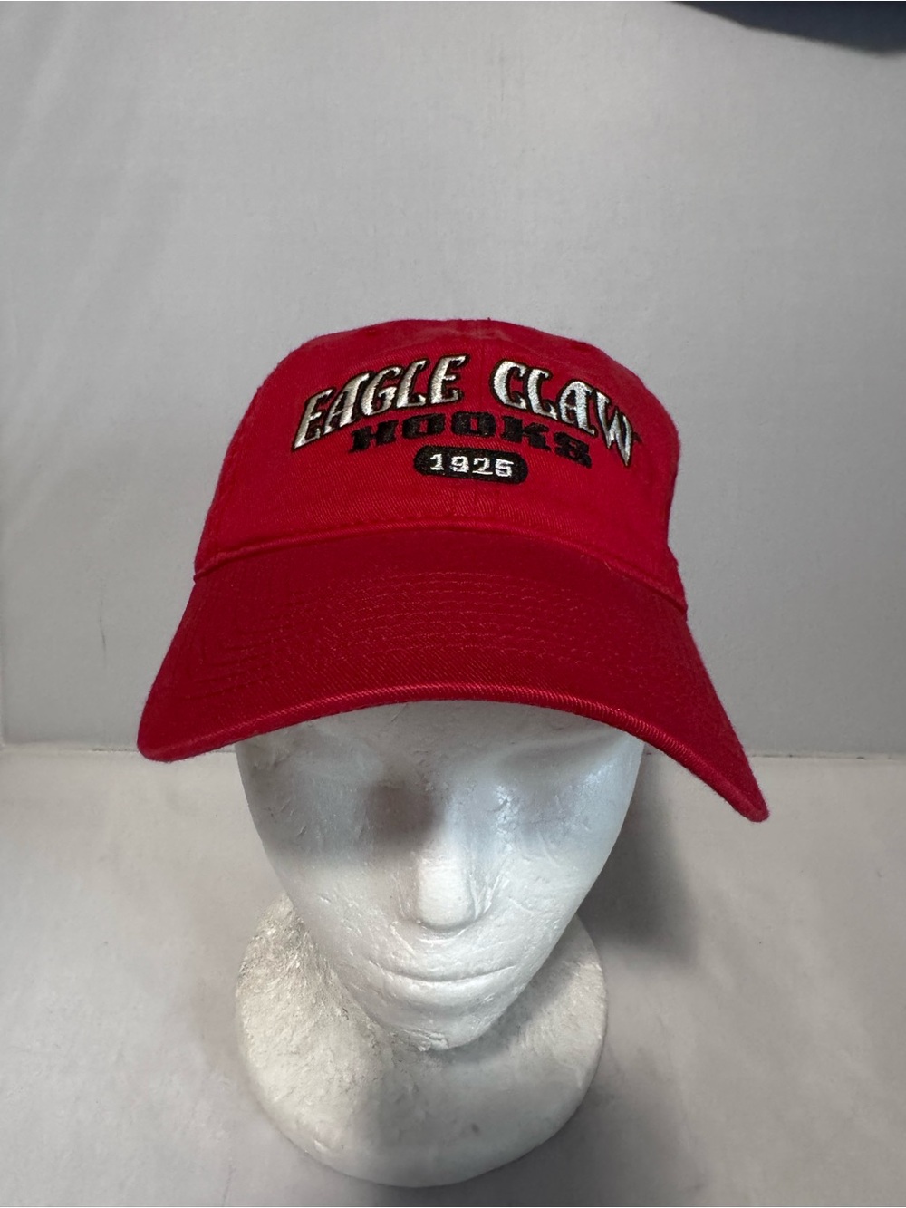 Eagle Claw Fishing Hat Red Baseball Cap 100% Cotton Adj. Buckle